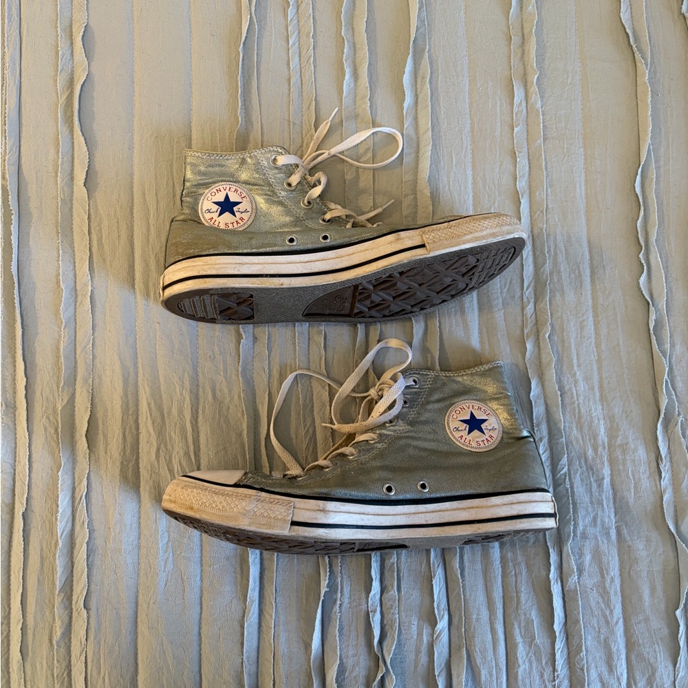 Converse All Star High Top Sneakers - Sage Green Canvas with White Trim